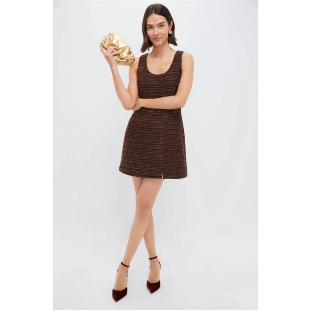 Tuckernuck Hyacinth House Tweed Mae Mini Dress in Brown Size XXS